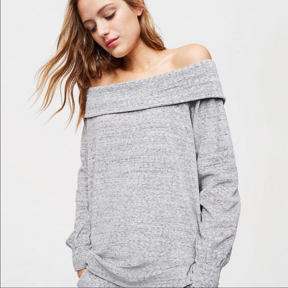 NWOT Loft cozy off the shoulder velour top S